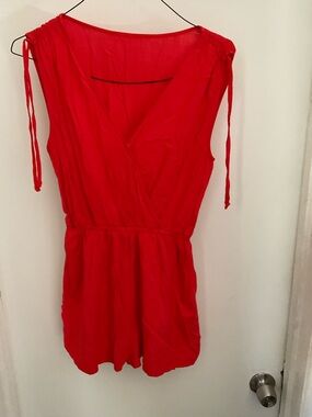 Red Sleeveless Wrap Romper
